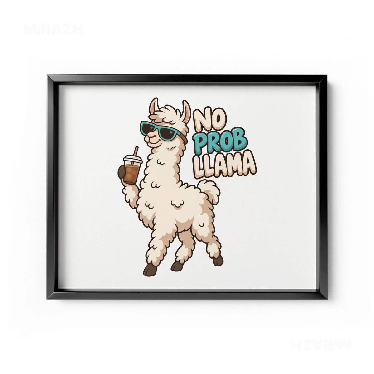NoProbLlama Framed Poster 03 Black Aluminum