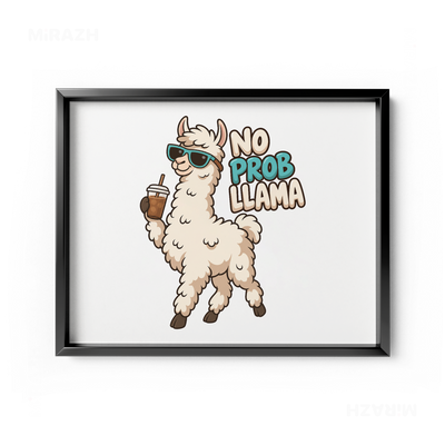 NoProbLlama Framed Poster 03 Black Aluminum