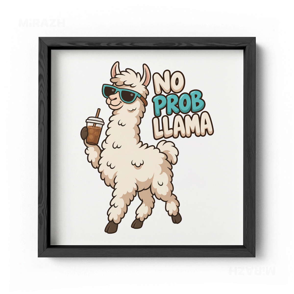 NoProbLlama Framed Poster 04 Black Wood
