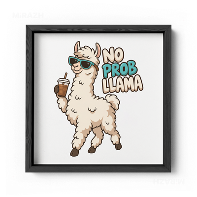 NoProbLlama Framed Poster 04 Black Wood