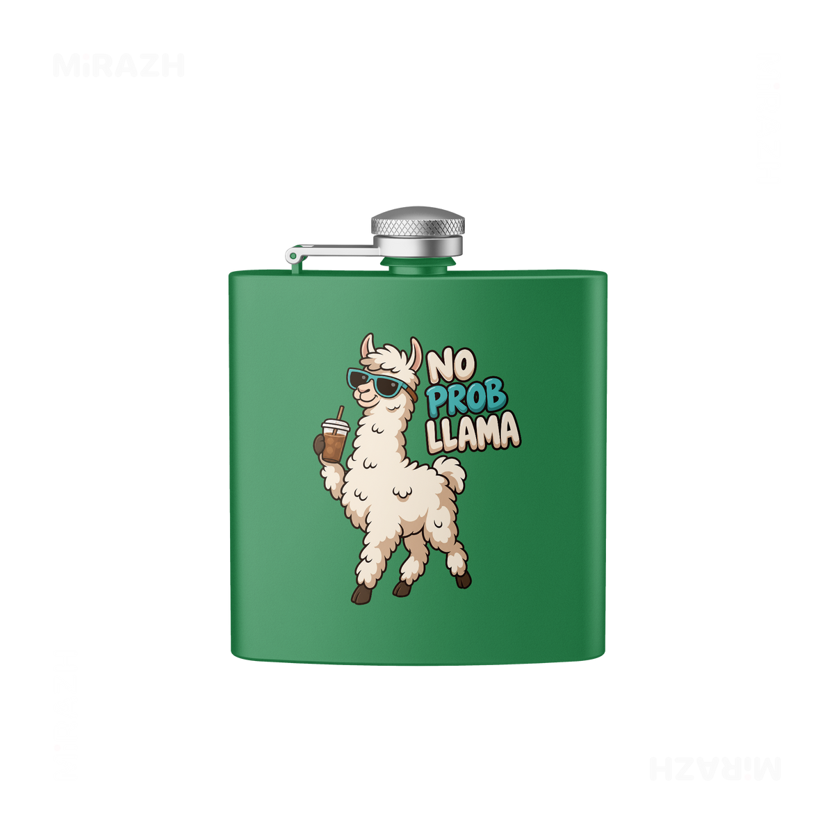 NoProbLlama Hip Flasks 01 Green