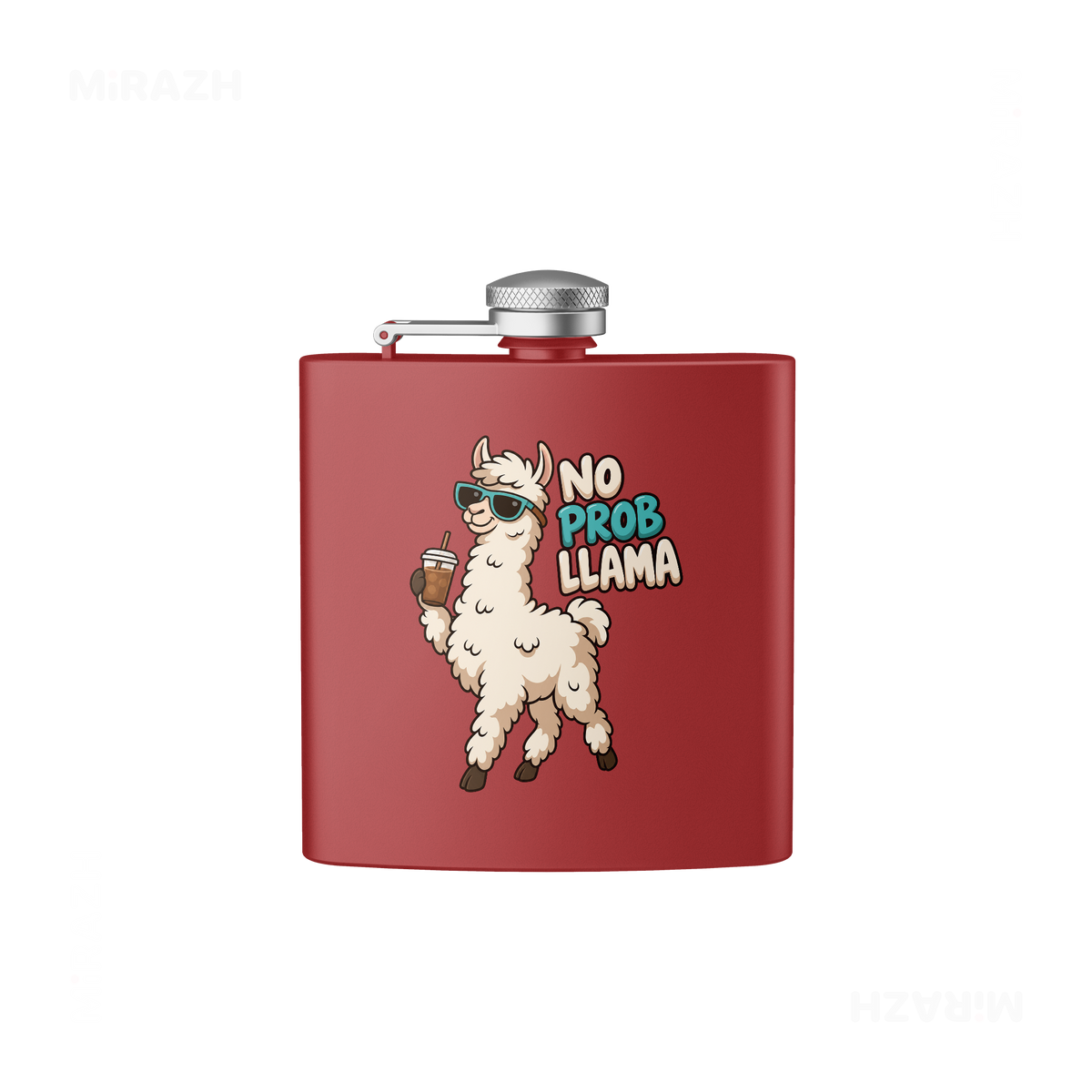 NoProbLlama Hip Flasks 01 Red