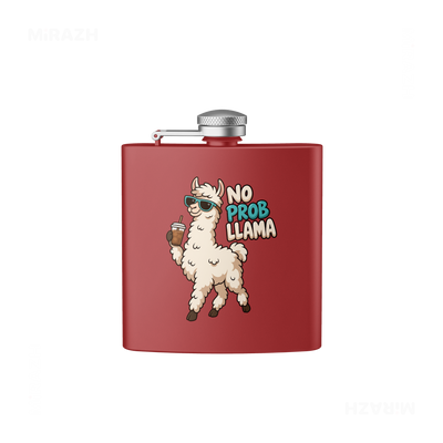 NoProbLlama Hip Flasks 01 Red