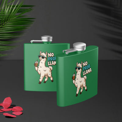 NoProbLlama Hip Flasks 02 Green