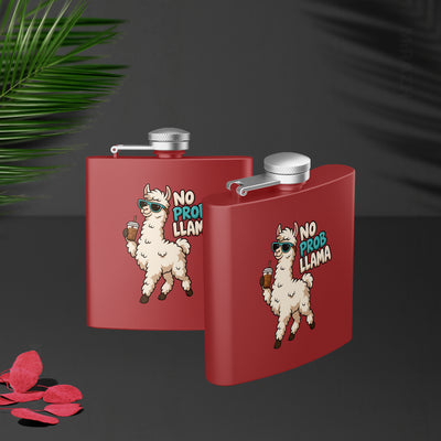 NoProbLlama Hip Flasks 02 Red