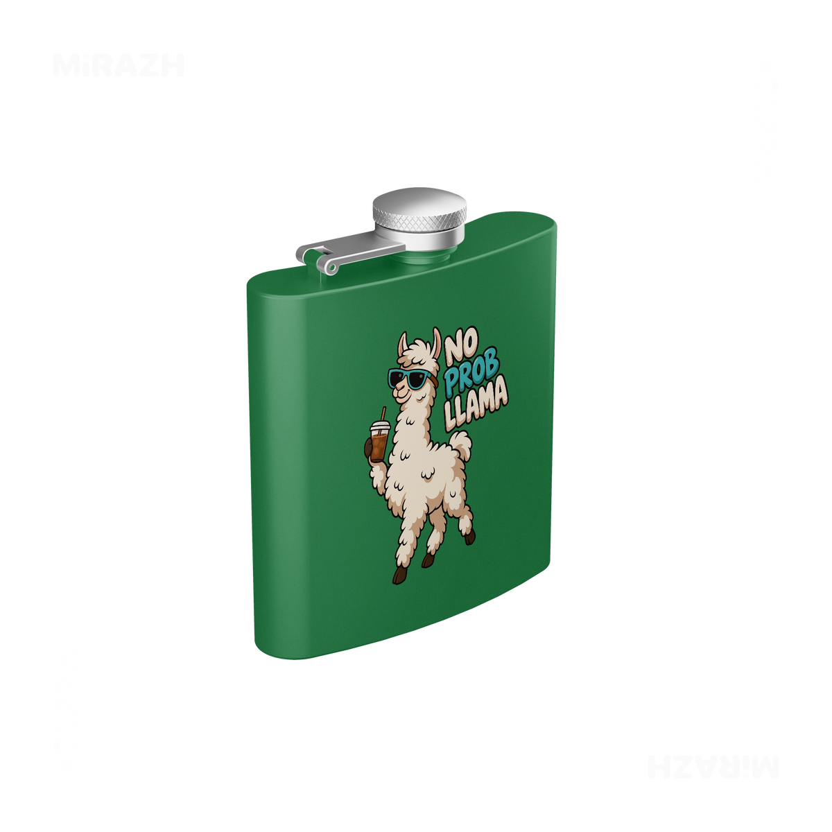 NoProbLlama Hip Flasks 03 Green