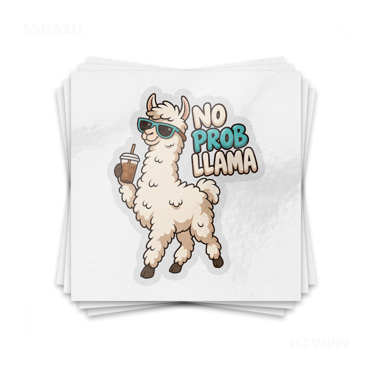 NoProbLlama Kiss Cut Sticker 01 Clear