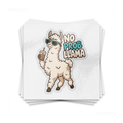 NoProbLlama Kiss Cut Sticker 01 Clear