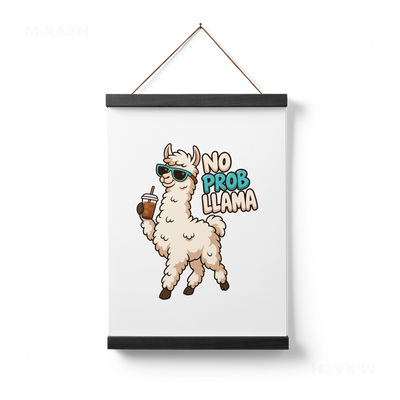 NoProbLlama Magnetic Hanger Poster 01 Black Wood
