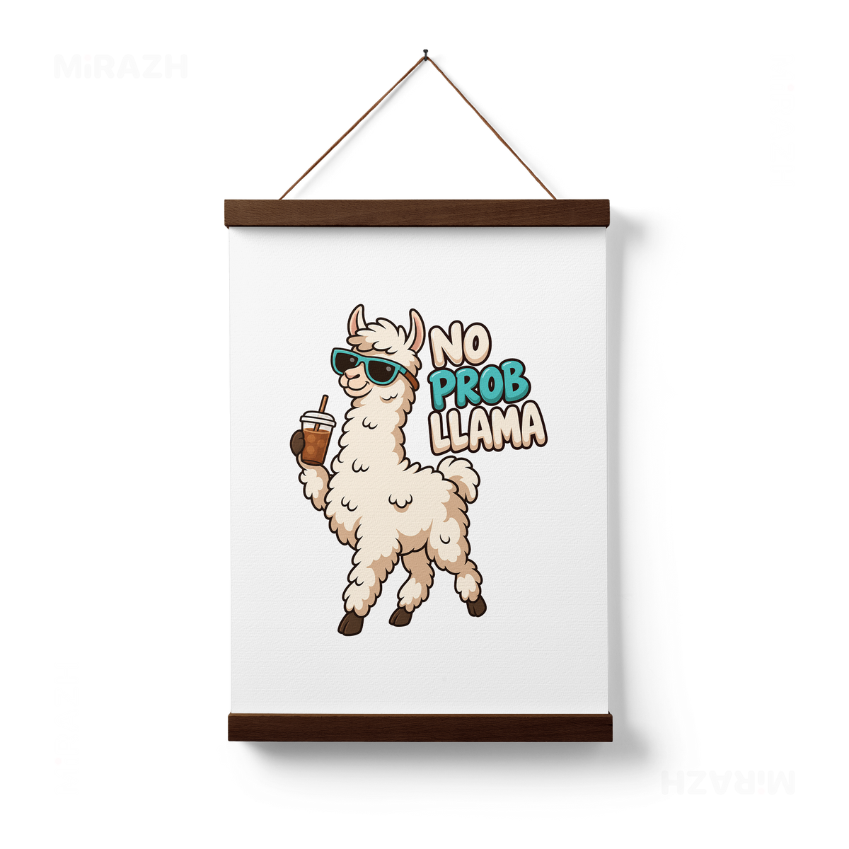 NoProbLlama Magnetic Hanger Poster 01 Dark Wood