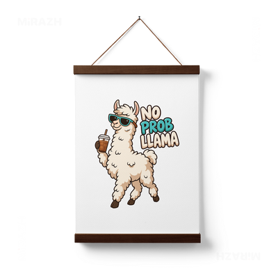 NoProbLlama Magnetic Hanger Poster 01 Dark Wood