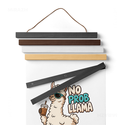 NoProbLlama Magnetic Hanger Poster 02 Natural Wood