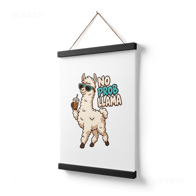 NoProbLlama Magnetic Hanger Poster 03 Black Wood