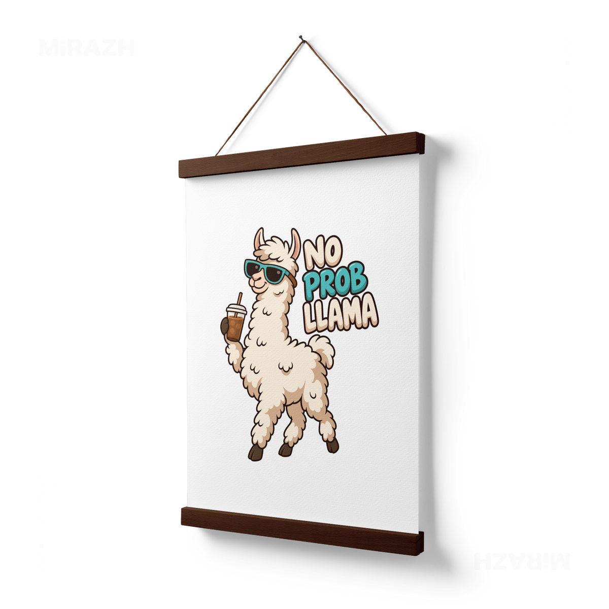 NoProbLlama Magnetic Hanger Poster 03 Dark Wood
