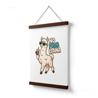 NoProbLlama Magnetic Hanger Poster 03 Dark Wood