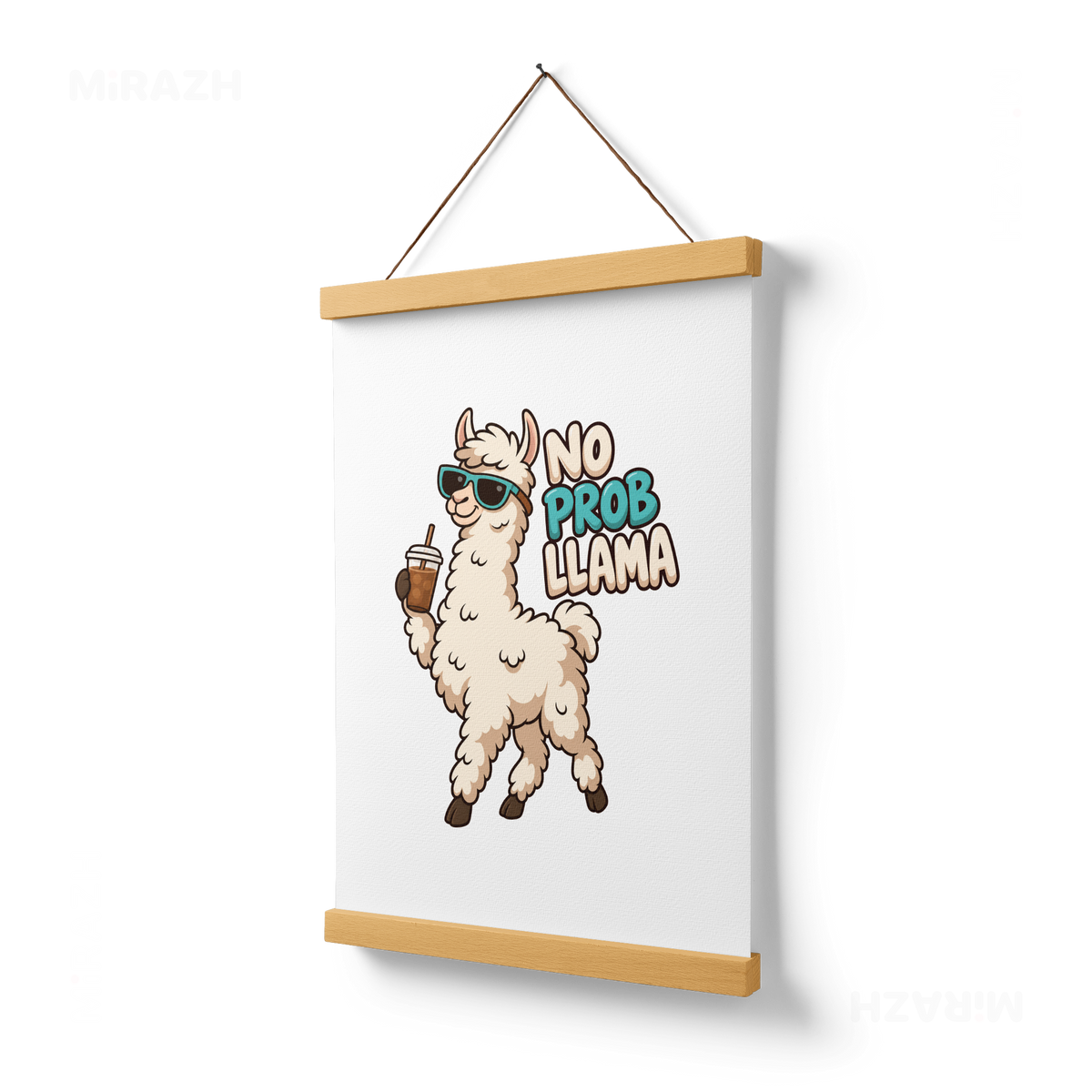 NoProbLlama Magnetic Hanger Poster 03 Natural Wood