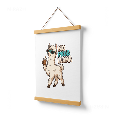 NoProbLlama Magnetic Hanger Poster 03 Natural Wood