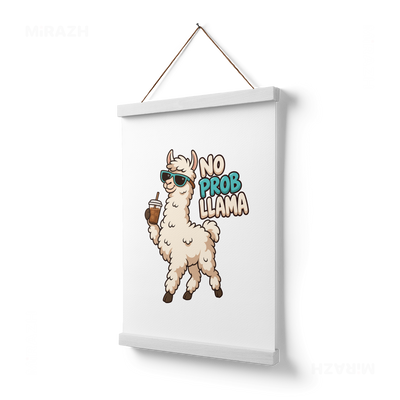 NoProbLlama Magnetic Hanger Poster 03 White Wood