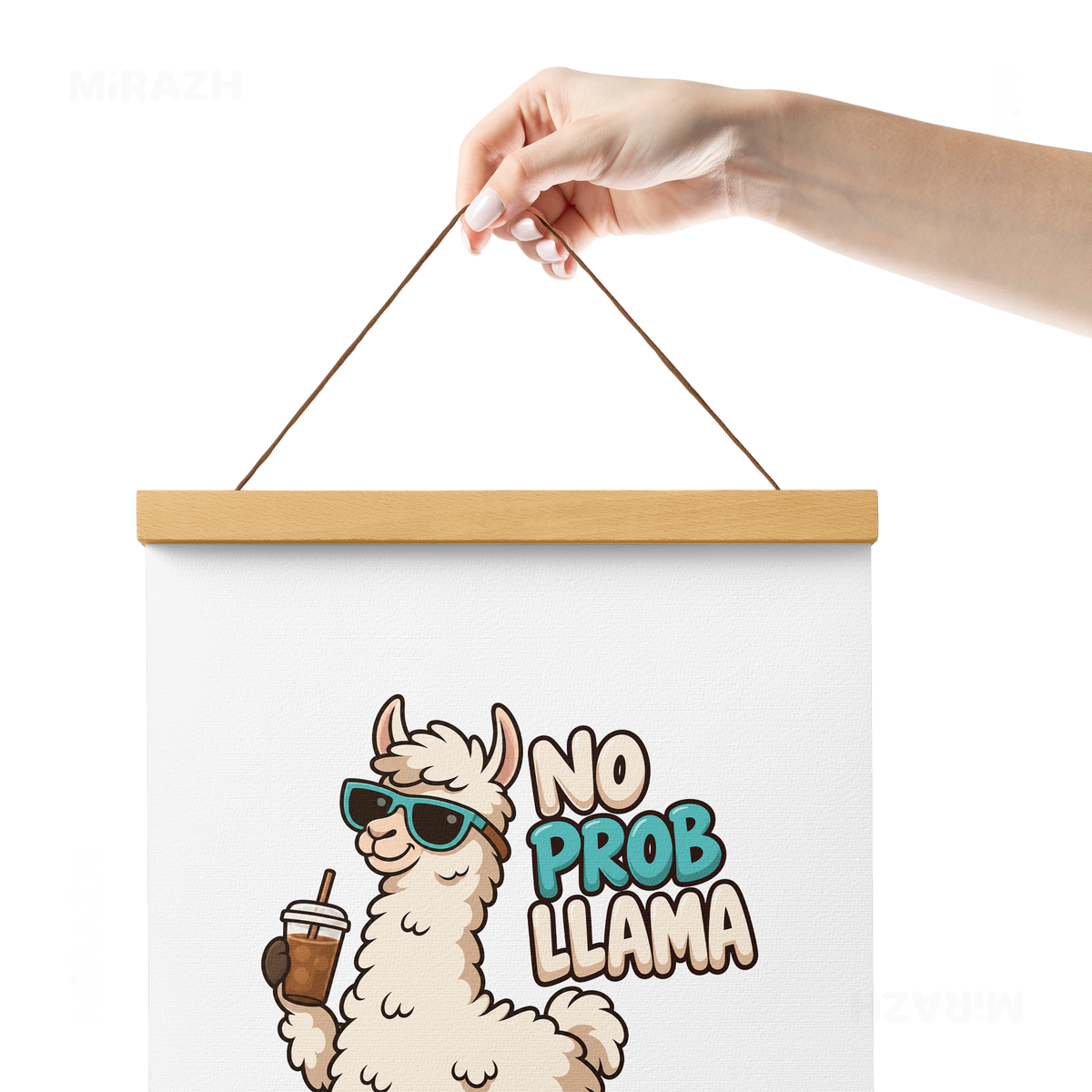 NoProbLlama Magnetic Hanger Poster 05 Natural Wood