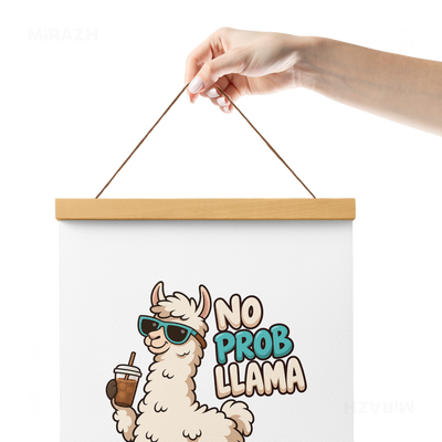 NoProbLlama Magnetic Hanger Poster 05 Natural Wood