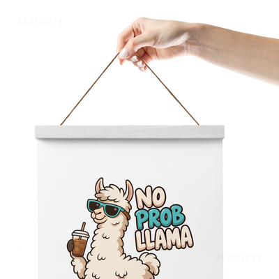 NoProbLlama Magnetic Hanger Poster 05 White Wood