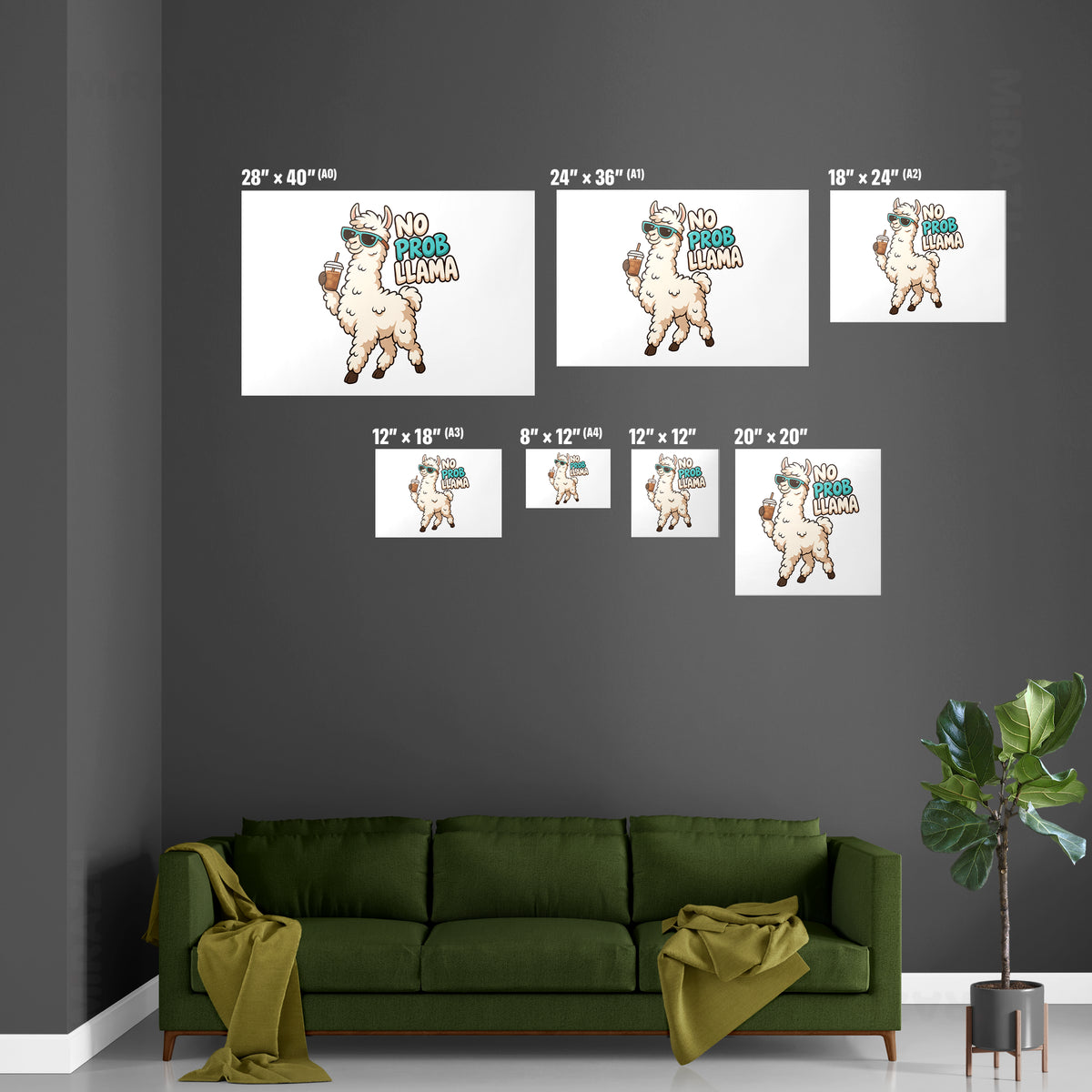 NoProbLlama Magnetic Hanger Poster 07 Natural Wood