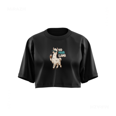 NoProbLlama Over Sized Crop Top 01 Black