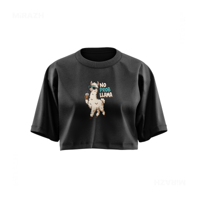 NoProbLlama Over Sized Crop Top 01 Faded Black