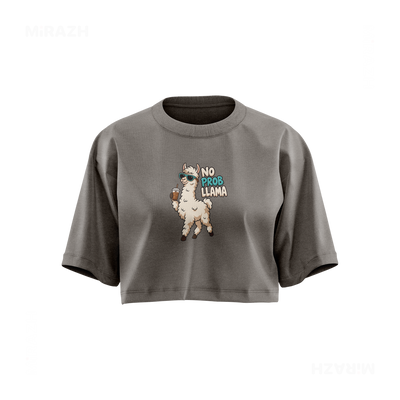 NoProbLlama Over Sized Crop Top 01 Faded Grey