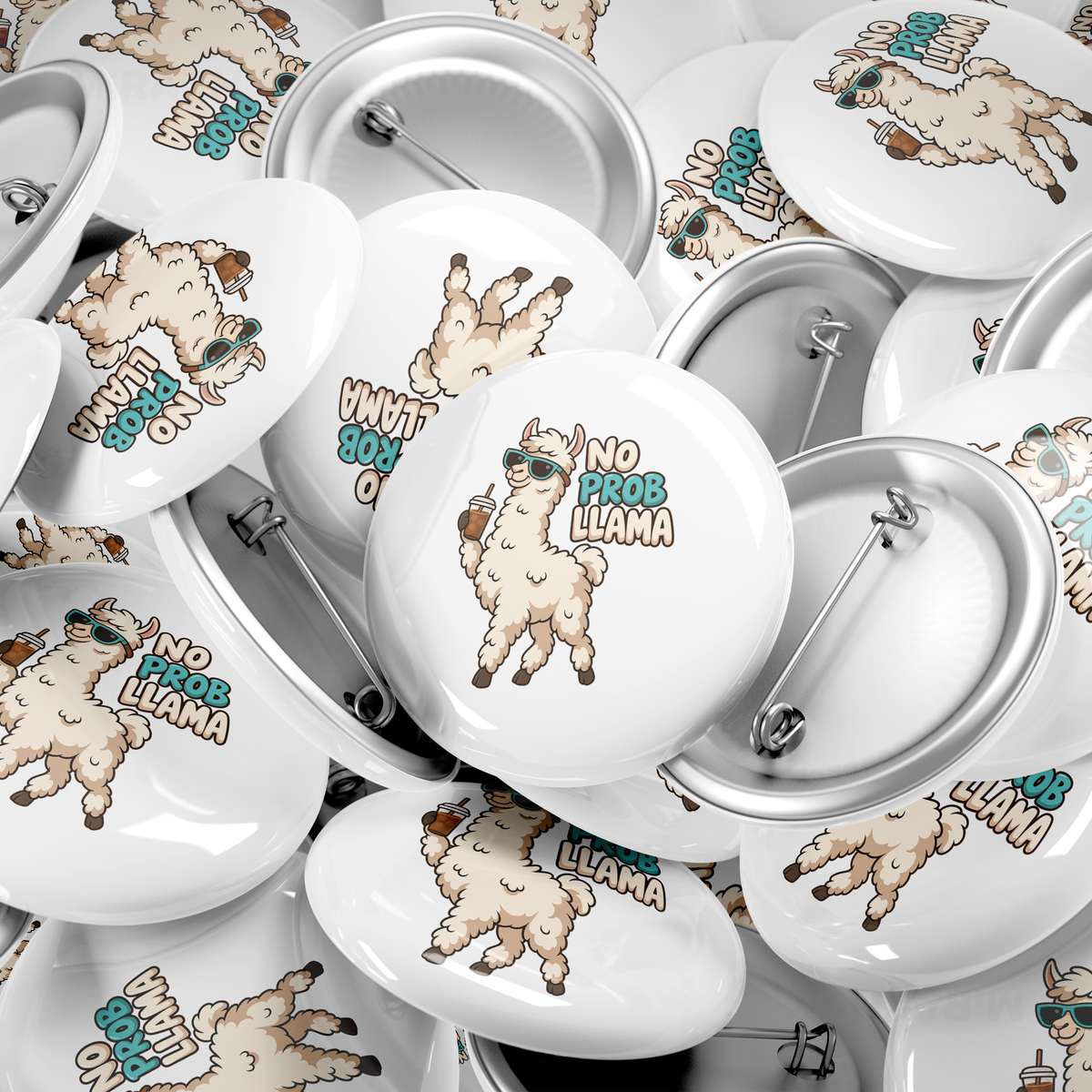 NoProbLlama Pin Buttons 06 Round