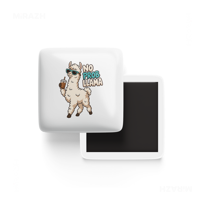 NoProbLlama Porcelain Magnet 01