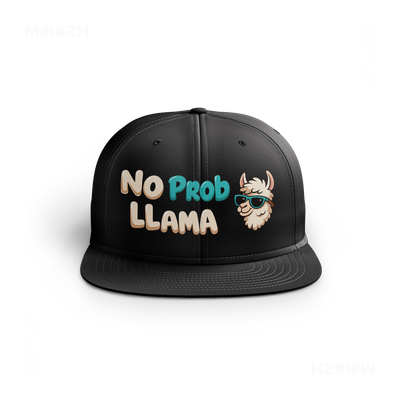 NoProbLlama Snapback Caps 01 Black DTF