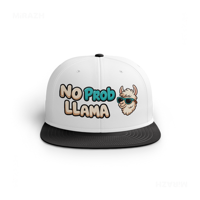 NoProbLlama Snapback Caps 01 White Black DTF