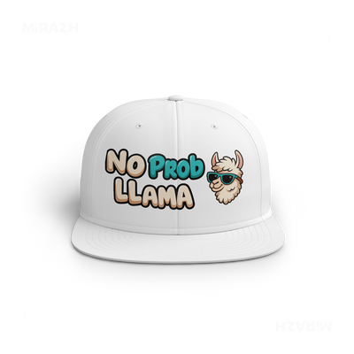 NoProbLlama Snapback Caps 01 White DTF