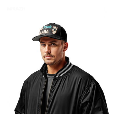 NoProbLlama Snapback Caps 02 Black DTF