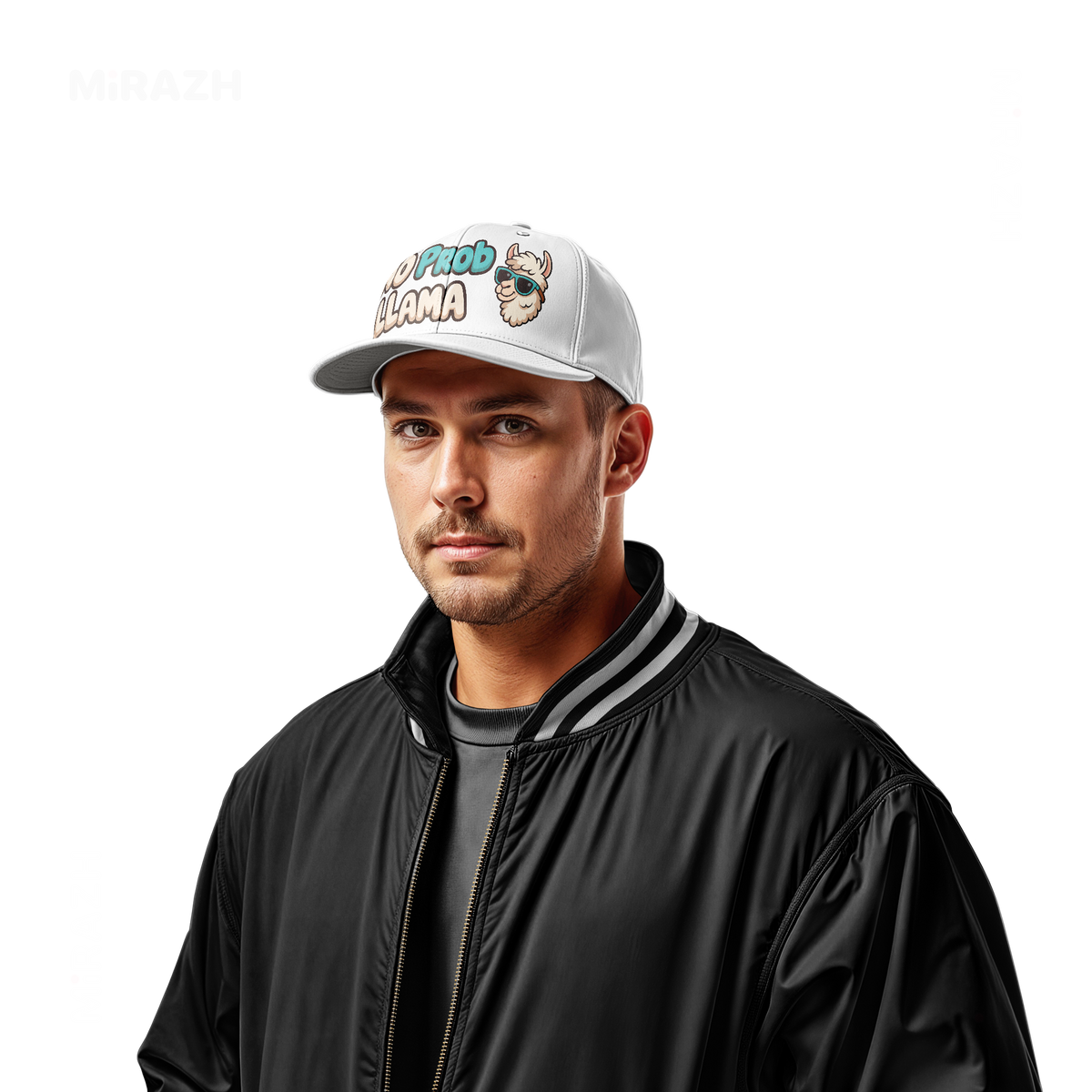 NoProbLlama Snapback Caps 02 White DTF