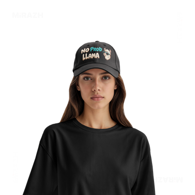 NoProbLlama Snapback Caps 07 Black DTF