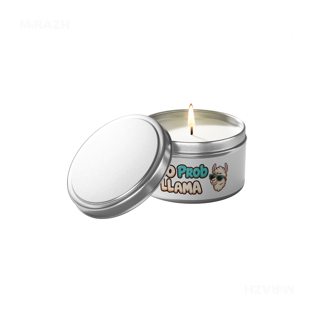 NoProbLlama Tin Candle 01 Silver
