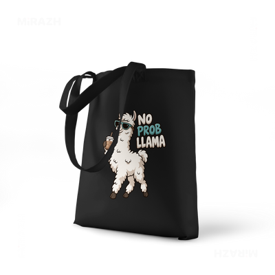 NoProbLlama Tote Bags 01 Black