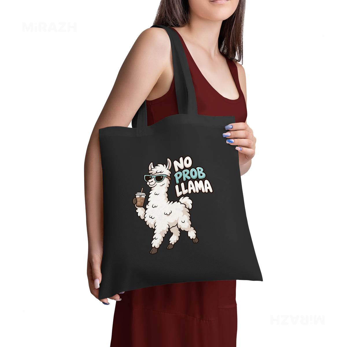 NoProbLlama Tote Bags 02 Black