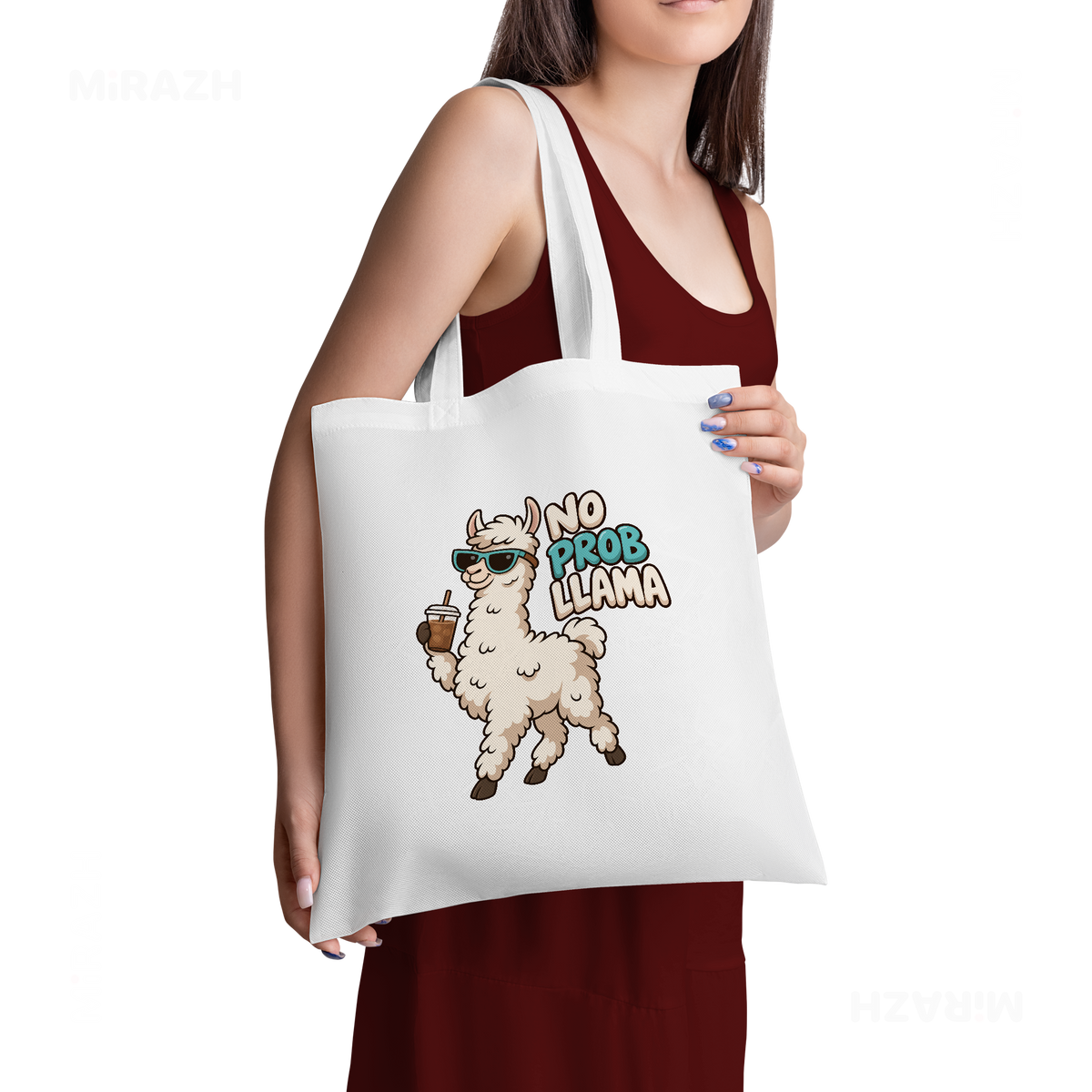 NoProbLlama Tote Bags 02 White