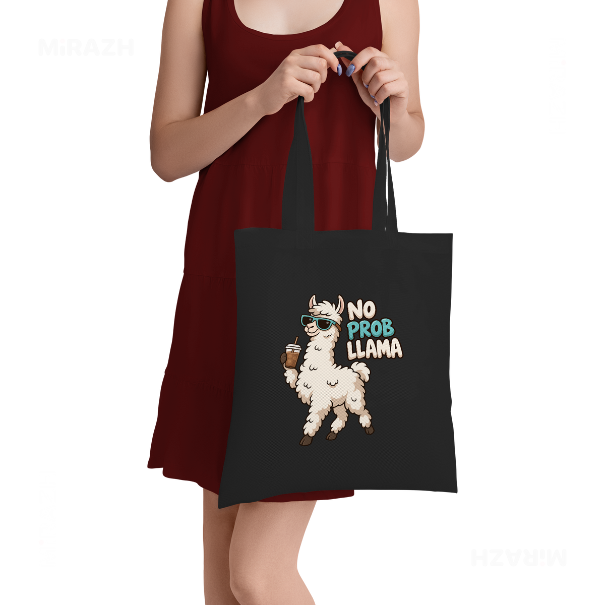 NoProbLlama Tote Bags 05 Black