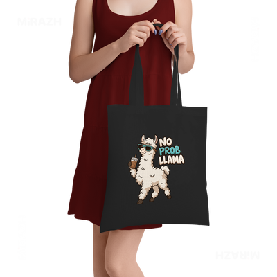 NoProbLlama Tote Bags 05 Black