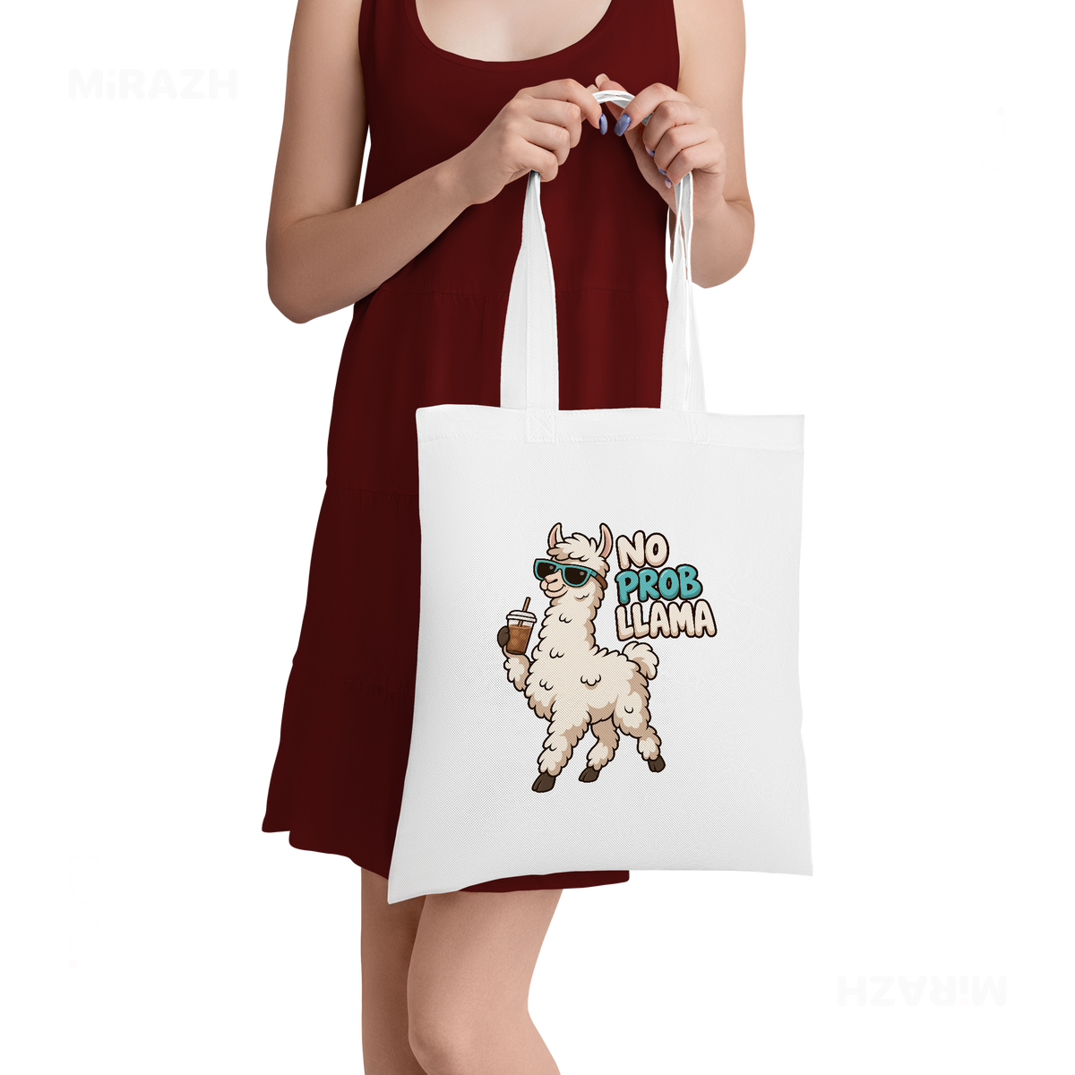 NoProbLlama Tote Bags 05 White