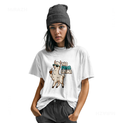 NoProbLlama Youth T Shirt 04 White