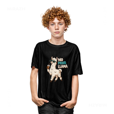 NoProbLlama Youth T Shirt 05 Black
