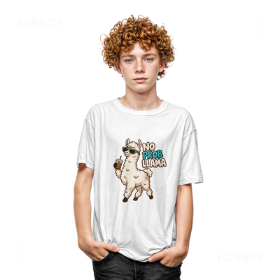 NoProbLlama Youth T Shirt 05 White