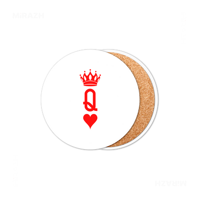 QueenOfHearts Ceramic Coaster 01 Round