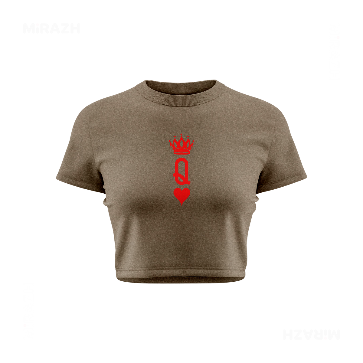 QueenOfHearts Fitted Crop Top 01 Heather Olive
