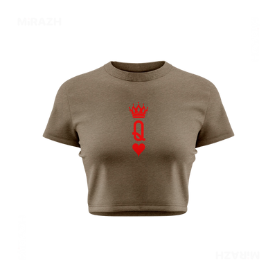 QueenOfHearts Fitted Crop Top 01 Heather Olive